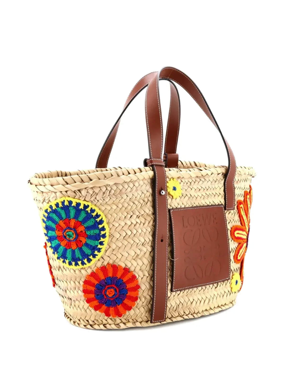 Loewe Pre-Owned バスケット織りラフィア×アップリケ ミディアム トートバッグ - Multicolour - 画像3