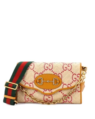 Gucci Pre-Owned ホースビット1955 曲線フラップ ジャンボGG ラフィア ショルダーバッグ - サムネイル1