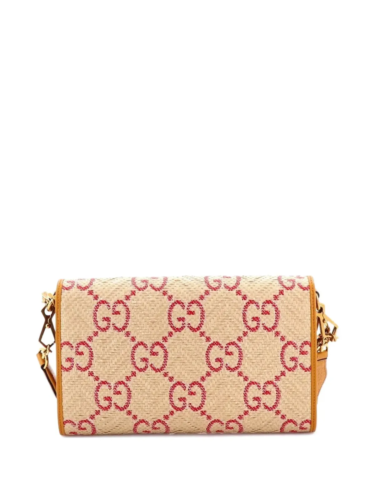 Gucci Pre-Owned ホースビット1955 曲線フラップ ジャンボGG ラフィア ショルダーバッグ - 画像2