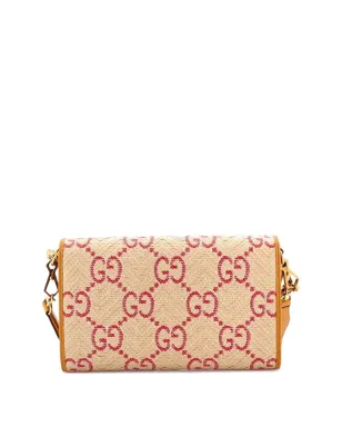 Gucci Pre-Owned ホースビット1955 曲線フラップ ジャンボGG ラフィア ショルダーバッグ - サムネイル2