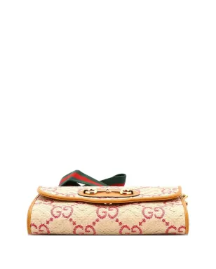 Gucci Pre-Owned ホースビット1955 曲線フラップ ジャンボGG ラフィア ショルダーバッグ - サムネイル4