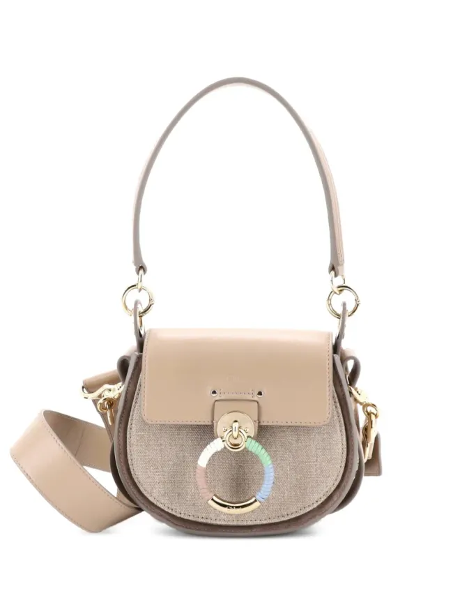 Chloé Pre-Owned Chloé ビンテージ Tess Bag リネンとレザーの小型ショルダーバッグの商品画像