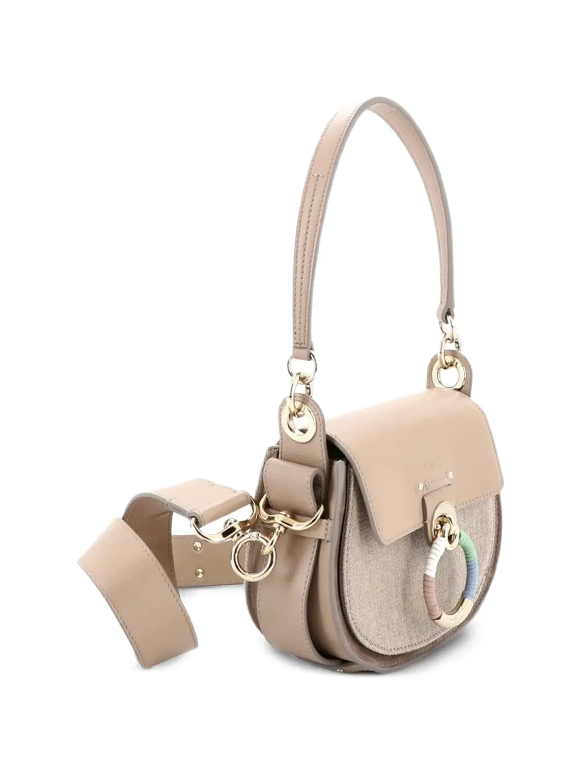 Chloé ビンテージ Tess Bag リネンとレザーの小型ショルダーバッグ - 画像3