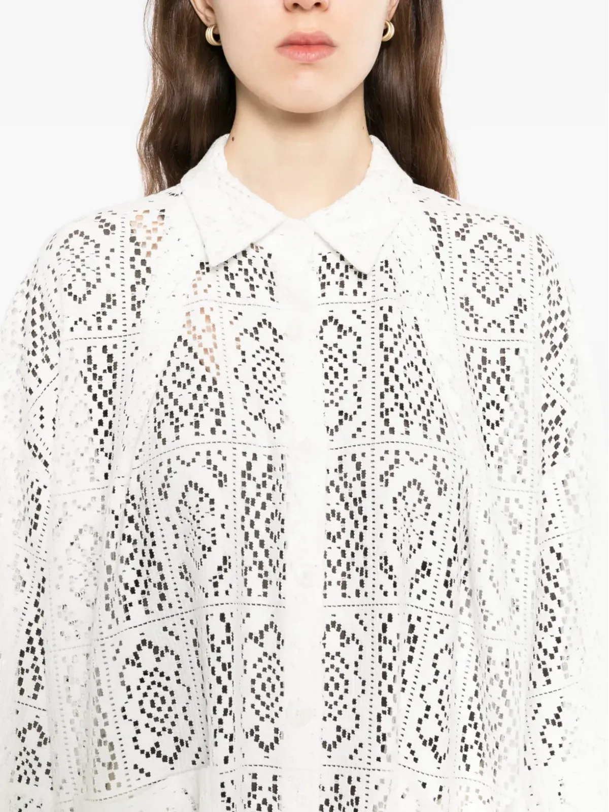 GDeL by gaze de lin square-lace shirt - White - 画像5