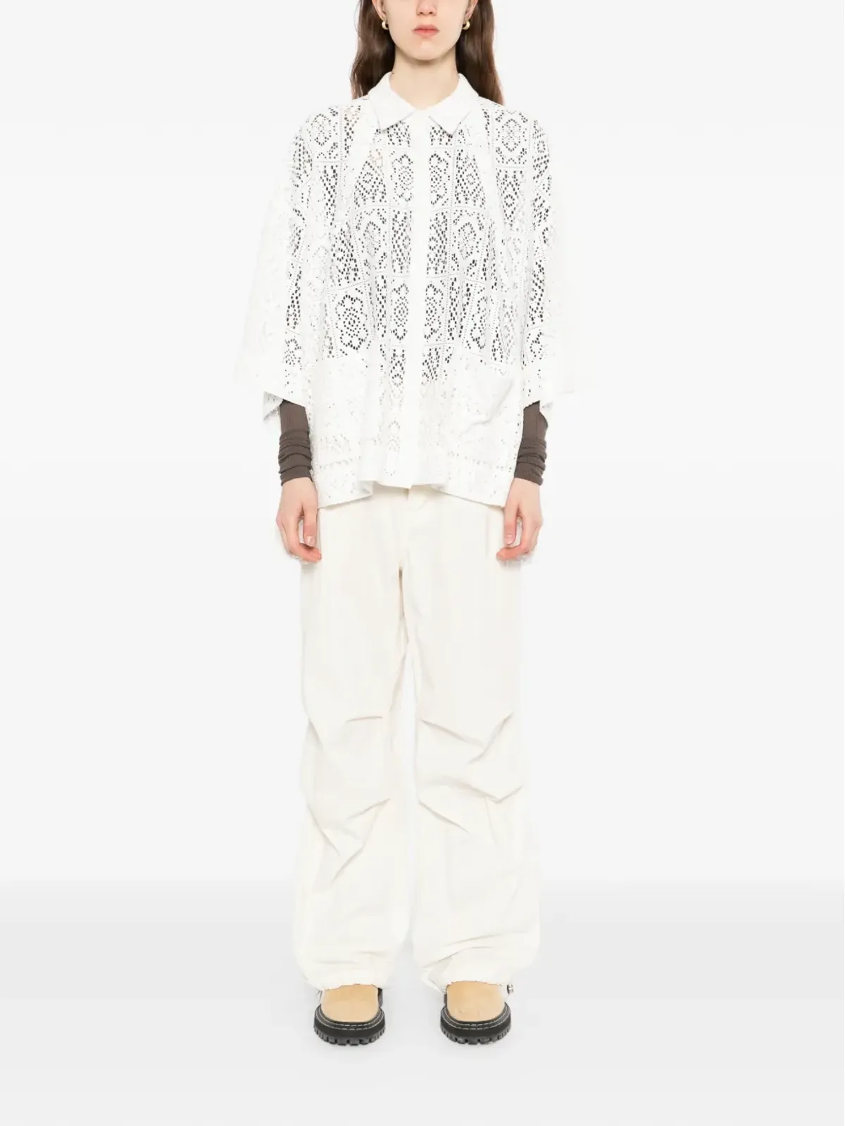 GDeL by gaze de lin square-lace shirt - White - 画像2