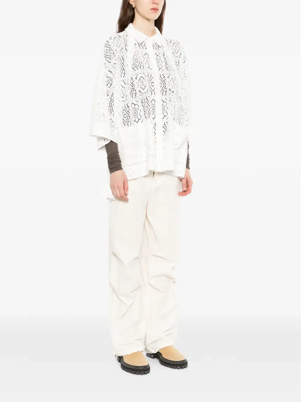 GDeL by gaze de lin square-lace shirt - White - 画像3