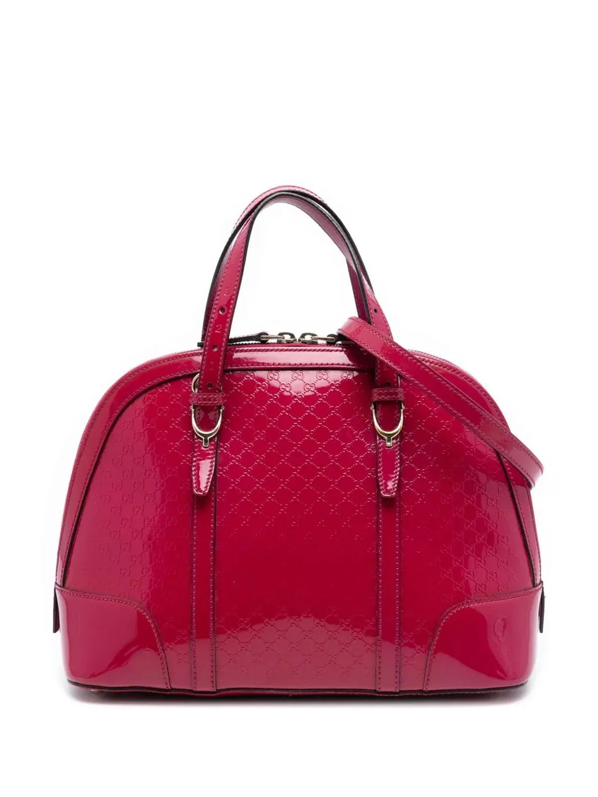 Gucci Pre-Owned マイクログッチシマ パテント ナイス ドーム サッチェル - Red - 画像1