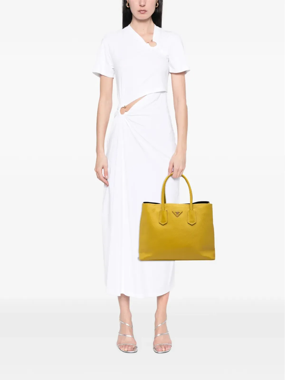 Prada ビンテージ 2010-2025 ミディアム サフィアーノレザー ダブルサッチェル - イエロー - 画像2