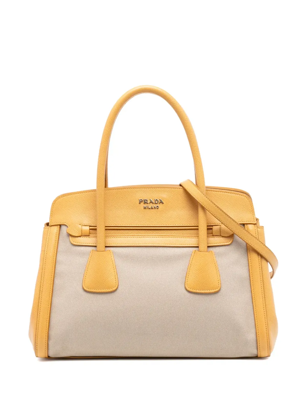 Prada Pre-Owned サフィアーノ・キュイール・トリム付き Canapa サッチェル - ブラウン - 画像1