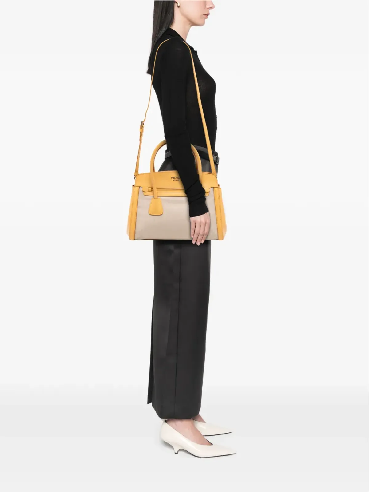 Prada Pre-Owned サフィアーノ・キュイール・トリム付き Canapa サッチェル - ブラウン - 画像2
