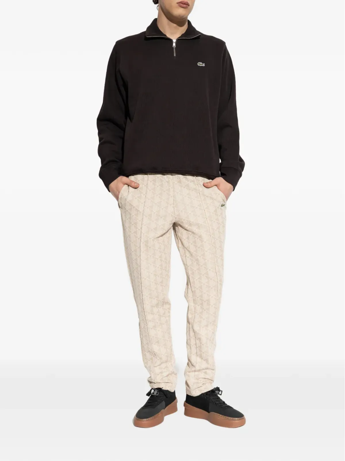 Lacoste ジップアップ ロゴパッチ スウェットシャツ - 画像2