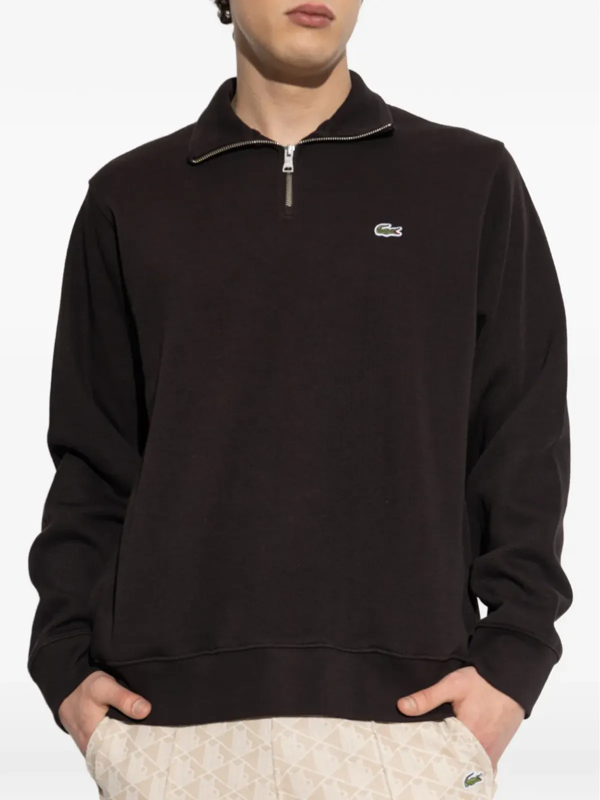 Lacoste ジップアップ ロゴパッチ スウェットシャツ - 画像3