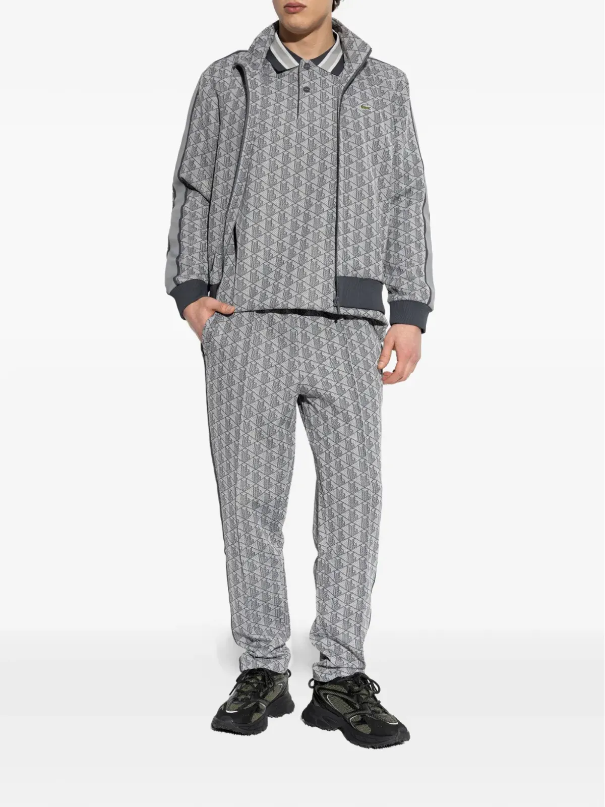 Lacoste パターン柄ジップアップスウェットシャツ - 画像2