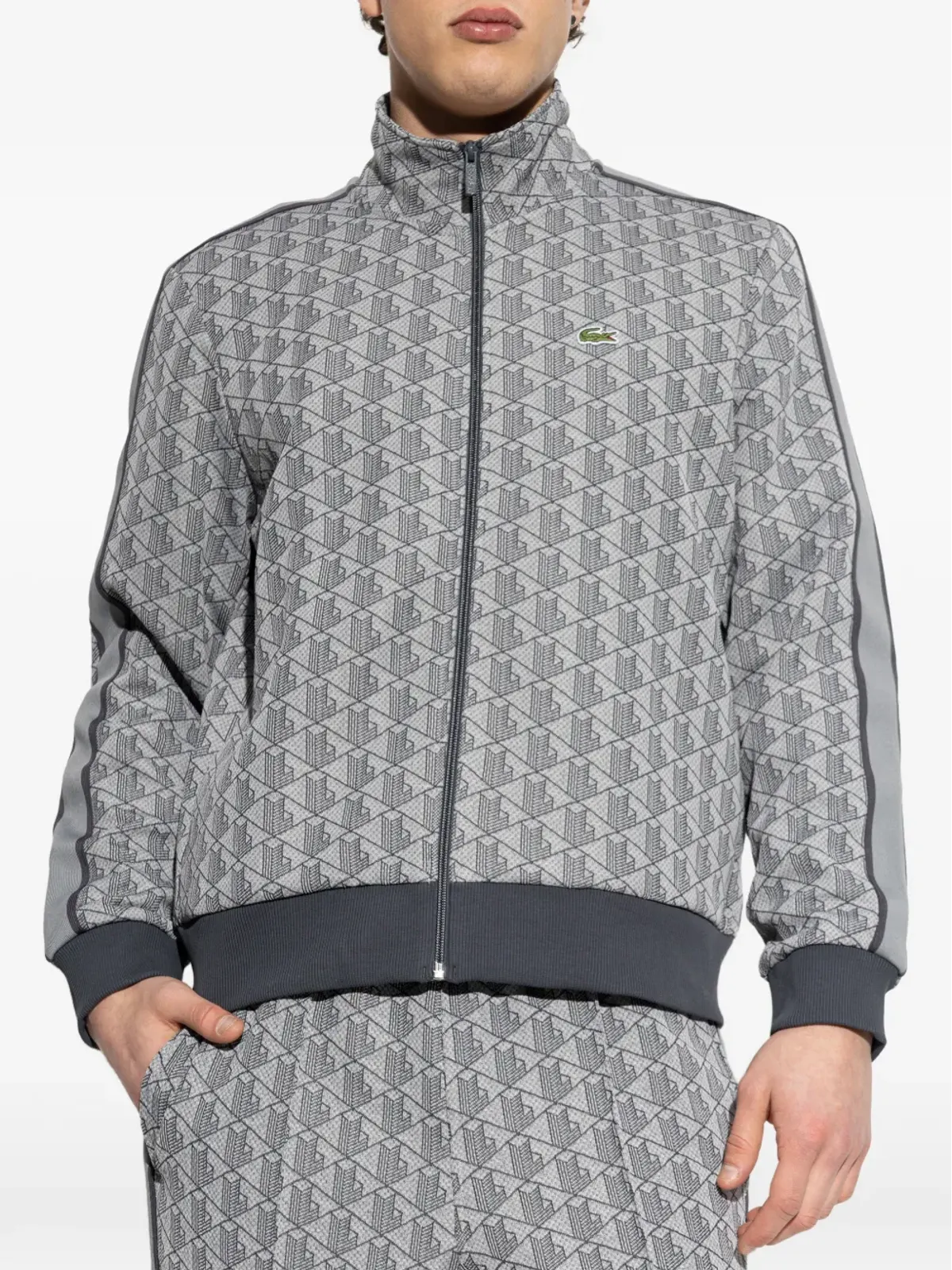 Lacoste パターン柄ジップアップスウェットシャツ - 画像3