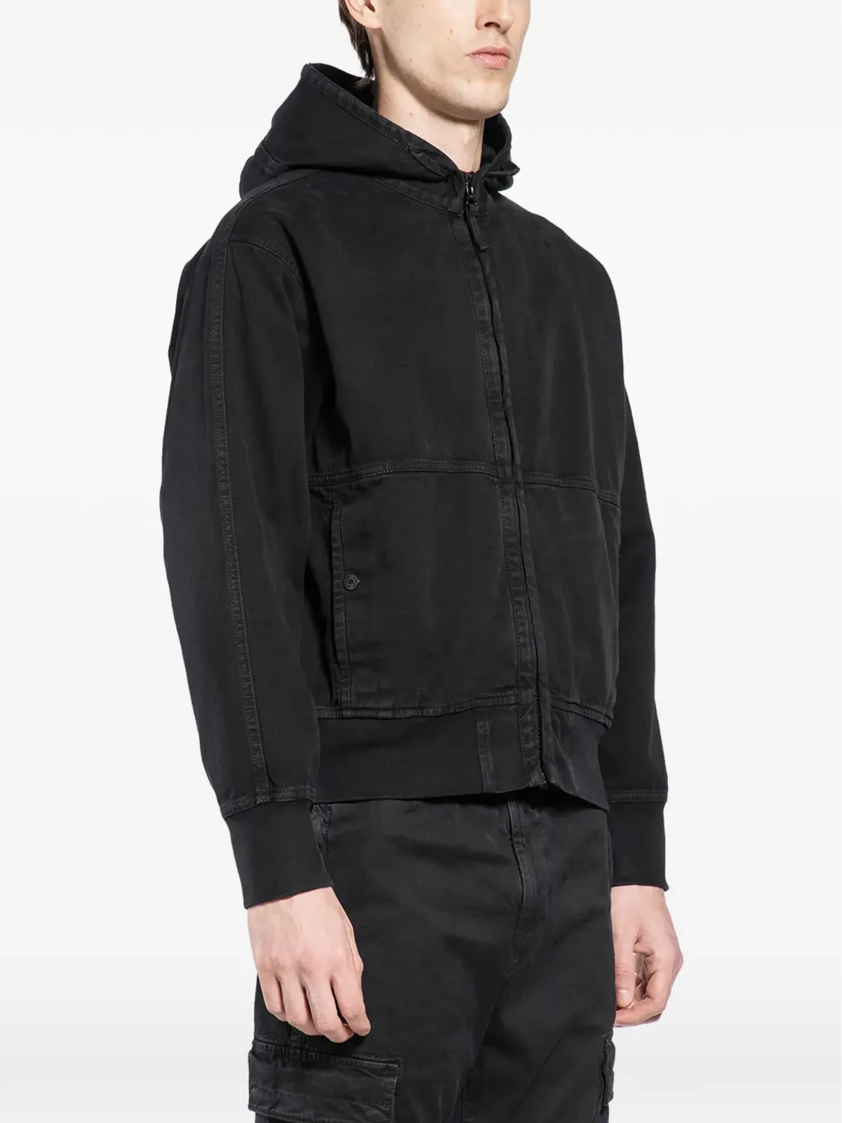 Stone Island キャンバス地ジップアップフーディー - 画像2