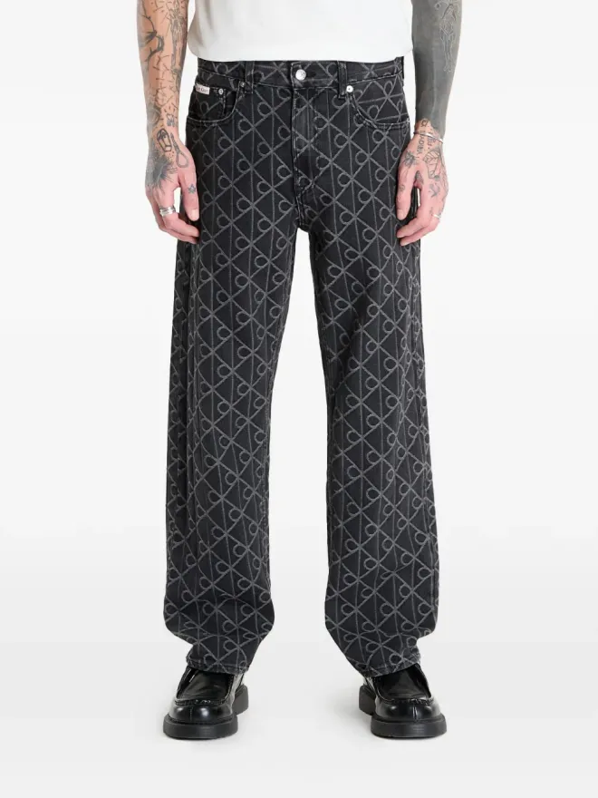 Calvin Klein Calvin Klein ボタン付き柄デニムジーンズの商品画像