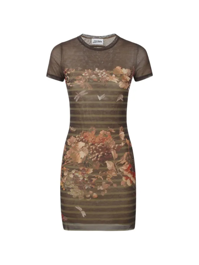 Jean Paul Gaultier Jean Paul Gaultier 花柄プリントのミニドレス ブラウンの商品画像