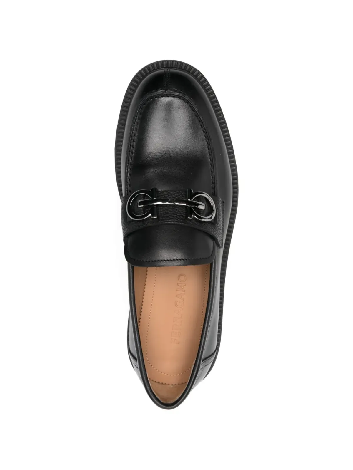 Ferragamo Pre-Owned ガンチーニ・プレーク レザー ローファー - ブラック - 画像4