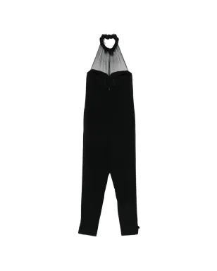 Saint Laurent Pre-Owned ホルターネックジャンプスーツ - ブラック - サムネイル2