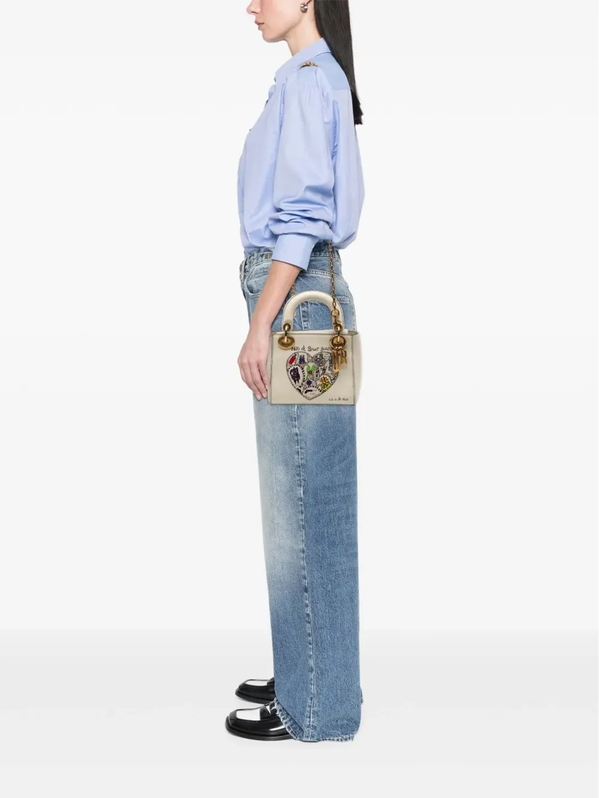Christian Dior Vintage レディ ディオール サッチェル ミニ カーフスキン ホワイト - 画像2