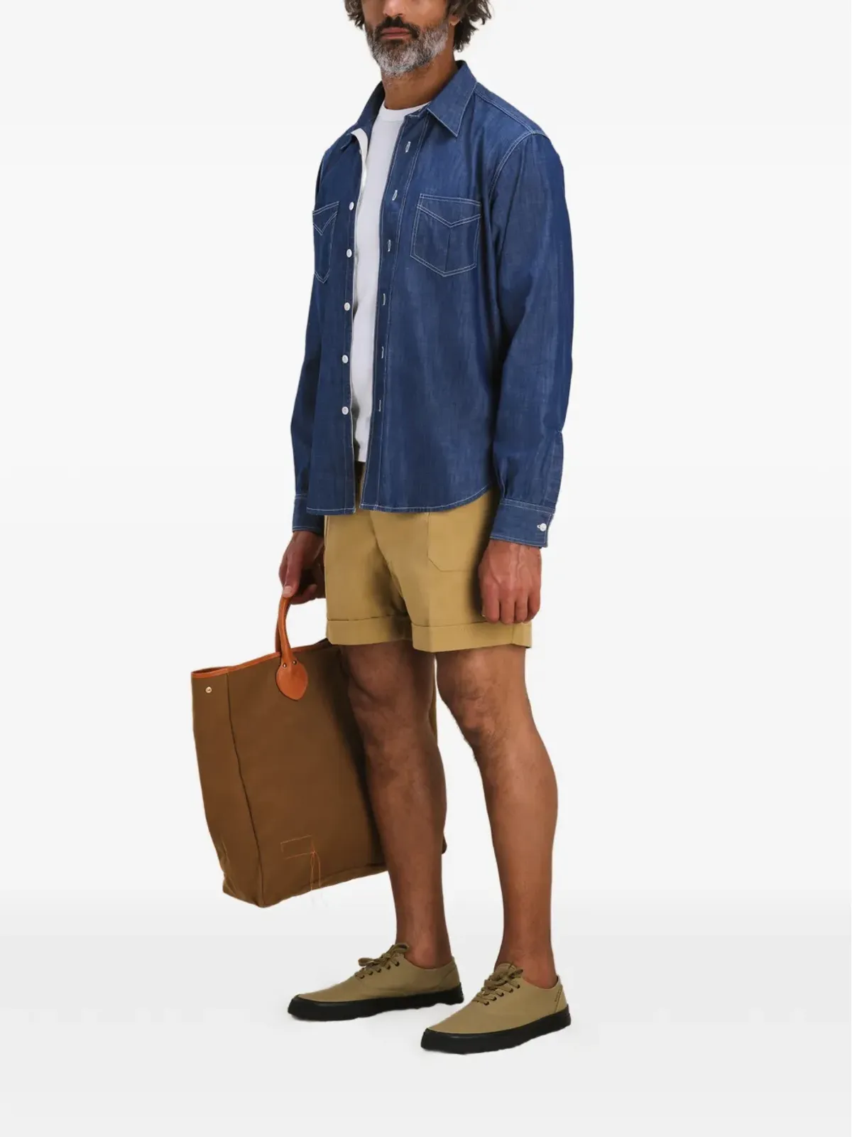 Fortela Osumi chambray shirt - Blue - 画像2