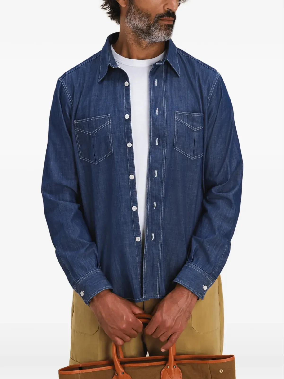 Fortela Osumi chambray shirt - Blue - 画像4