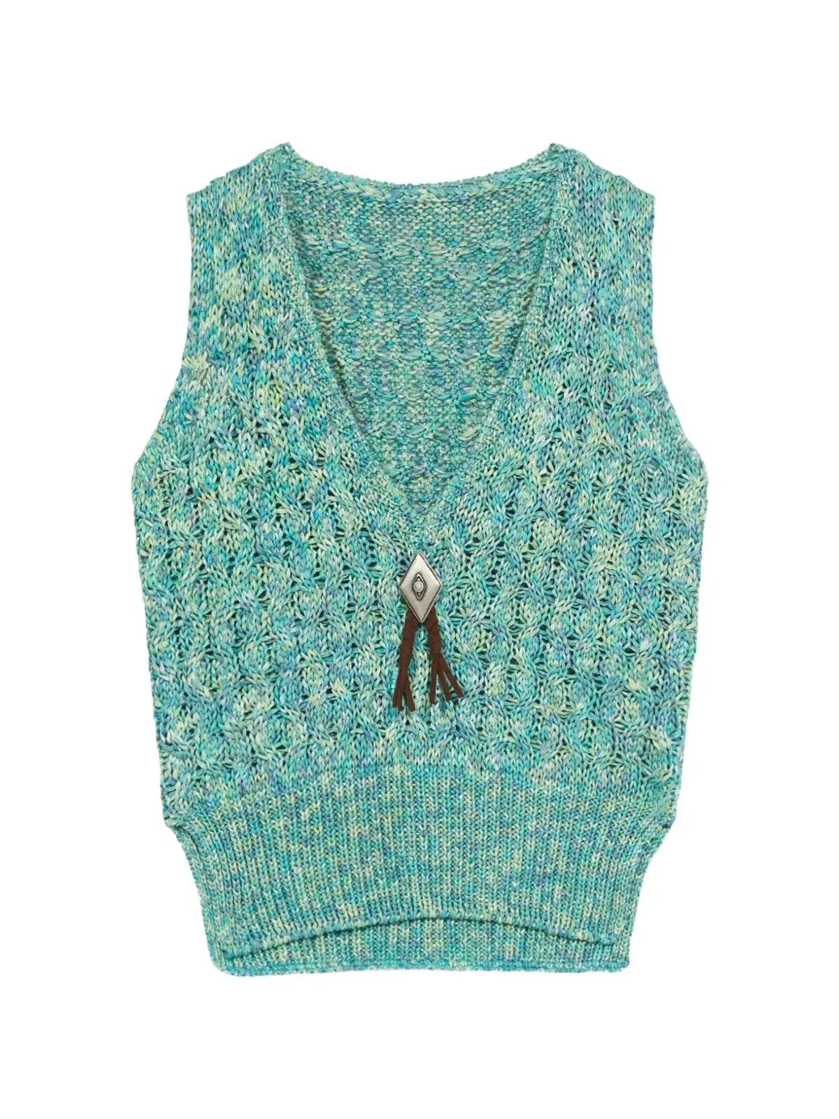 Fortela Lizzy knitted front-detail vest - Green - 画像1