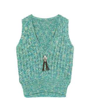 Fortela Lizzy knitted front-detail vest - Green - サムネイル1
