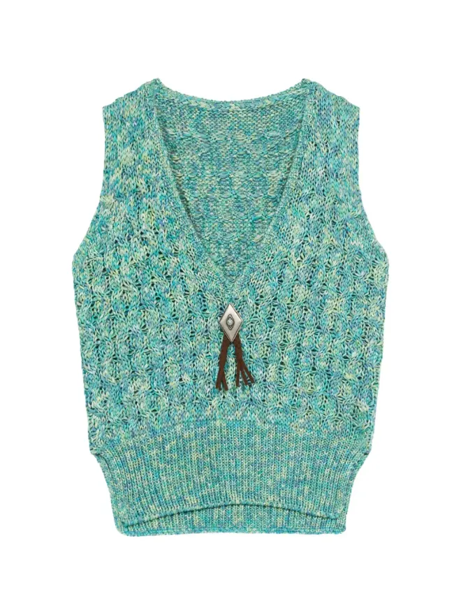 Fortela Fortela Lizzy knitted front-detail vest - Greenの商品画像