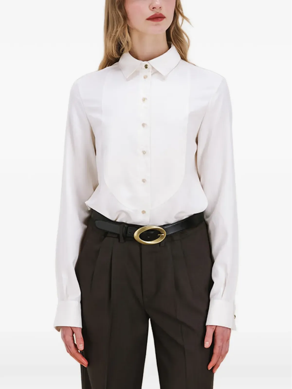 Fortela Ginette buttoned silk shirt - White - 画像4