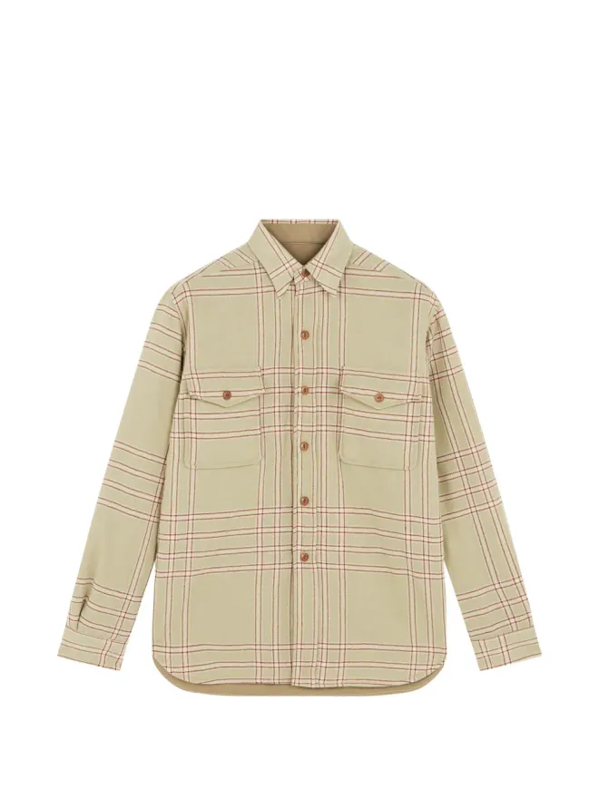 Fortela Fortela patch-pockets checked overshirt - Greenの商品画像