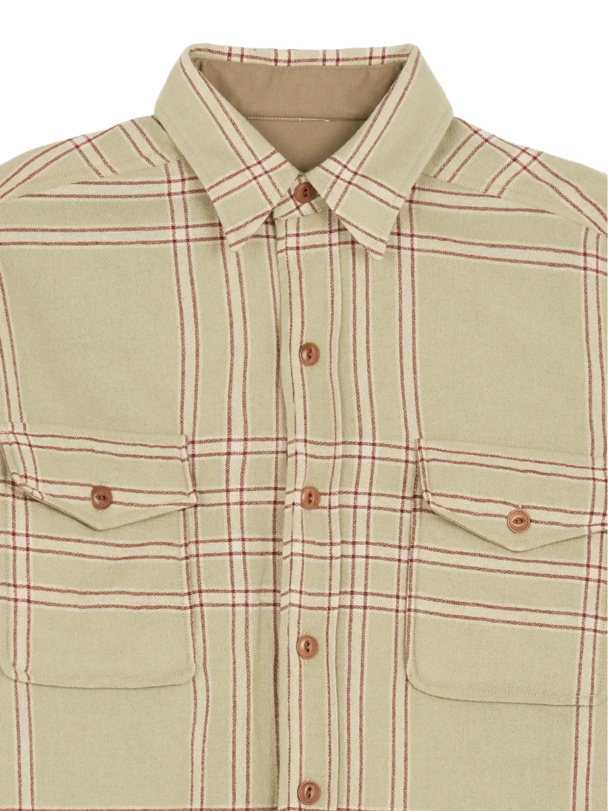 Fortela patch-pockets checked overshirt - Green - 画像4