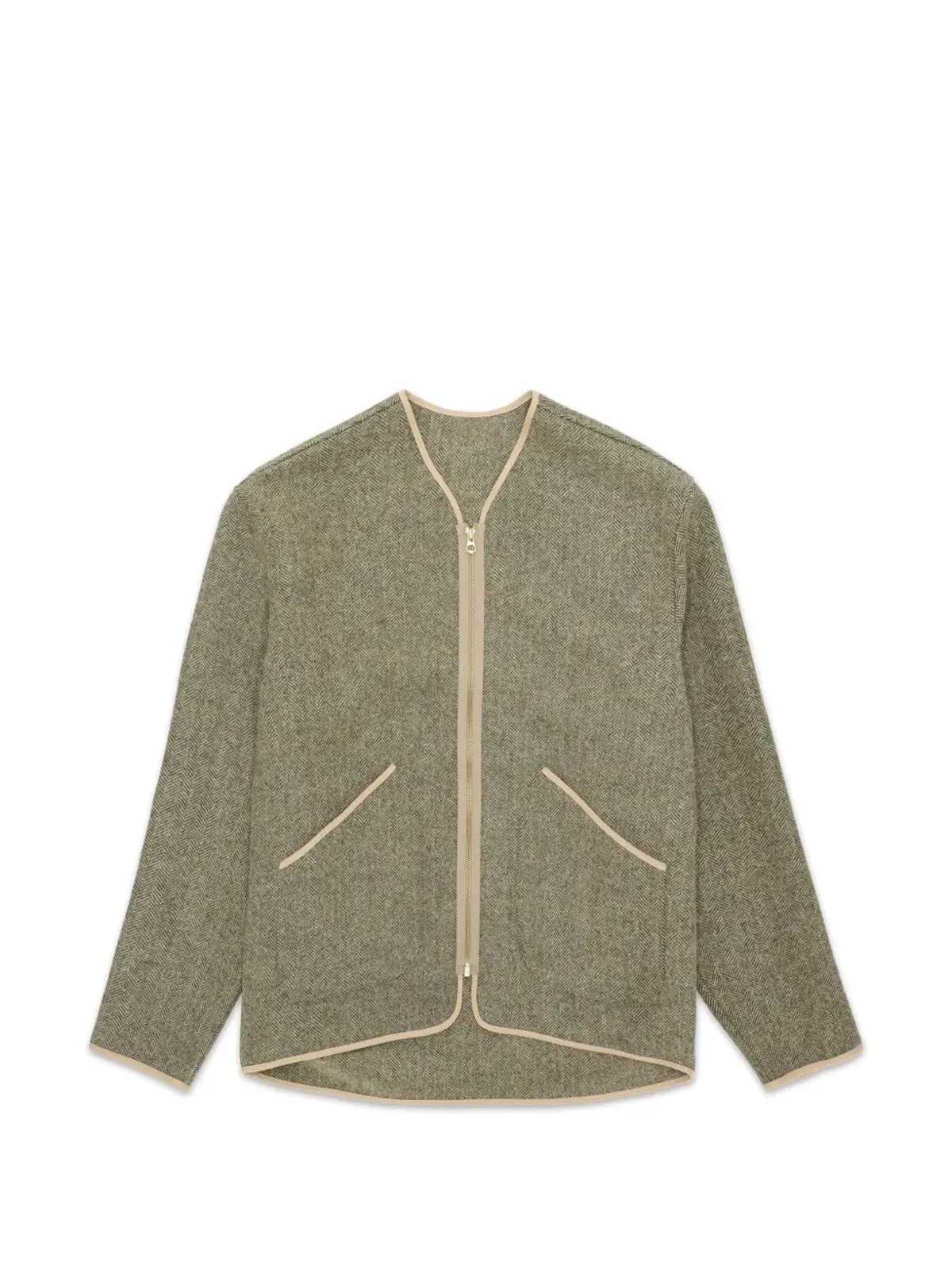 Fortela herringbone-pattern zip-up cardigan - Green - 画像1