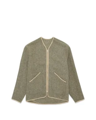 Fortela herringbone-pattern zip-up cardigan - Green - サムネイル1