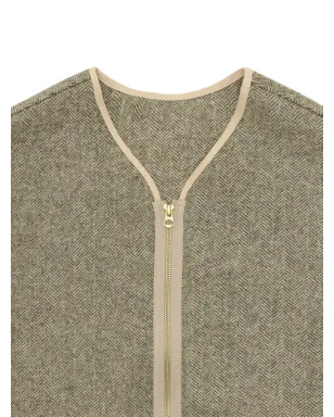 Fortela herringbone-pattern zip-up cardigan - Green - サムネイル3