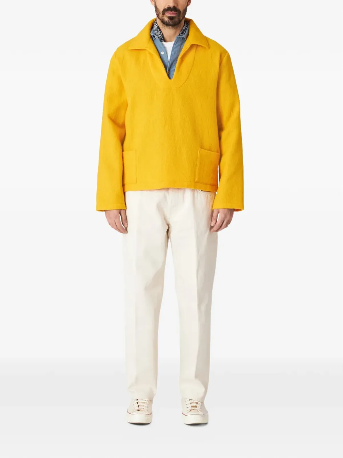 Fortela Franco2 V-neck pocket sweater - Yellow - 画像2