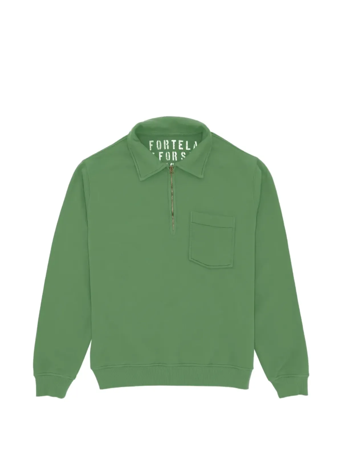 Fortela Yale ジップ胸ポケット スウェットシャツ グリーン - 画像1