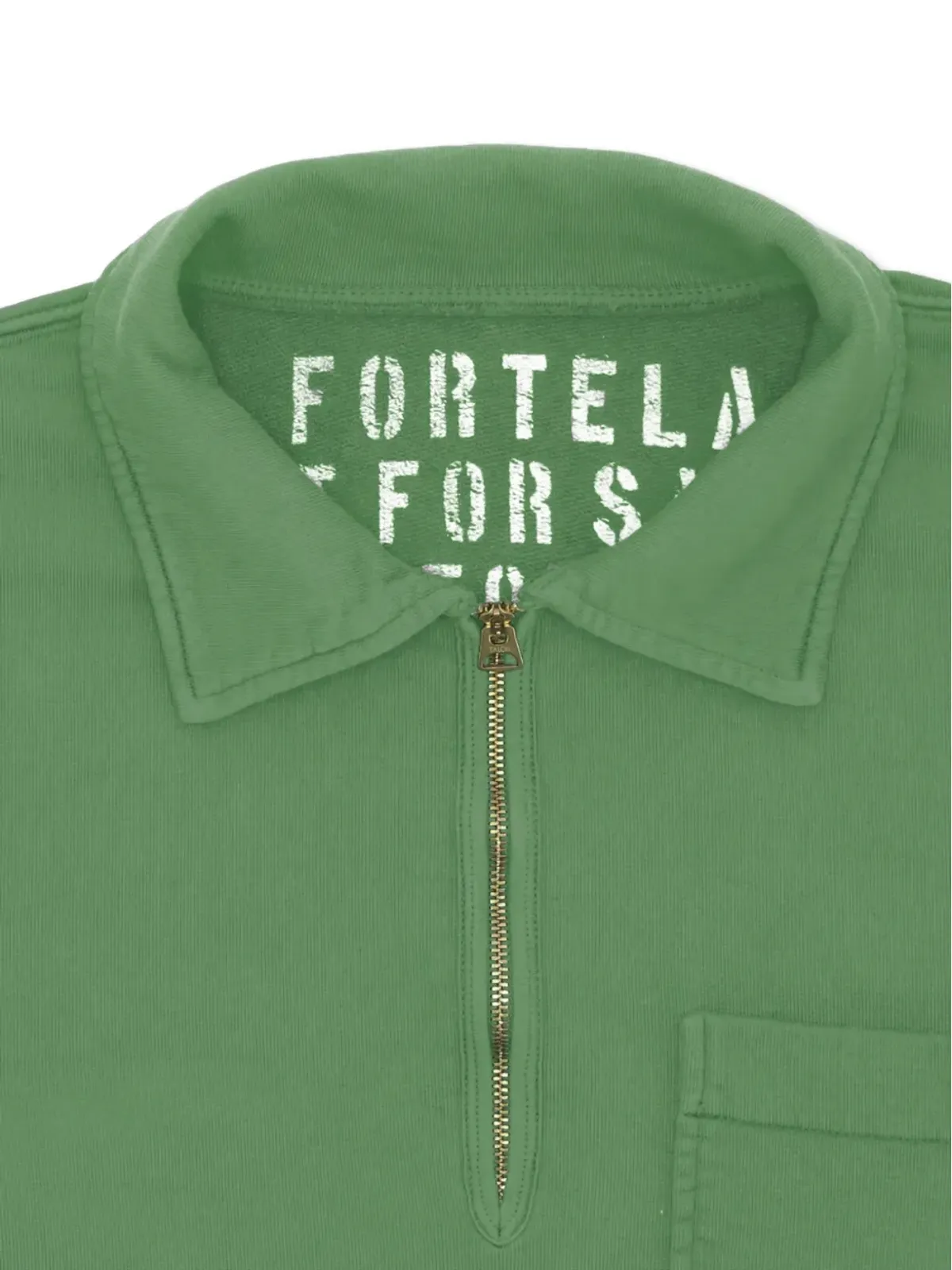 Fortela Yale ジップ胸ポケット スウェットシャツ グリーン - 画像5
