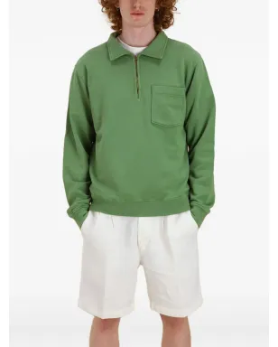 Fortela Yale ジップ胸ポケット スウェットシャツ グリーン - サムネイル4