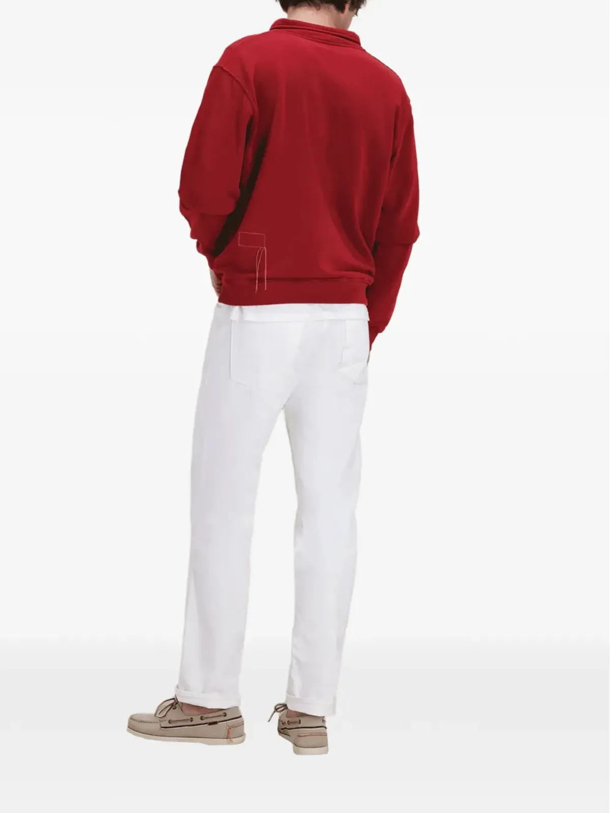 Fortela Yale ジップアップチェストポケットスウェットシャツ（レッド） - 画像3