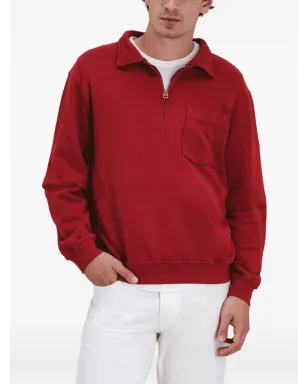 Fortela Yale ジップアップチェストポケットスウェットシャツ（レッド） - サムネイル4