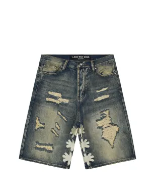 LOSTSHDWS distressed-detailsデニムショーツ - ブルー - サムネイル1