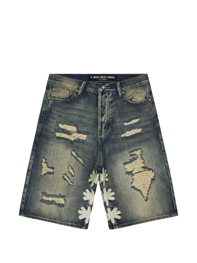 LOSTSHDWS LOSTSHDWS distressed-detailsデニムショーツ - ブルーの商品画像