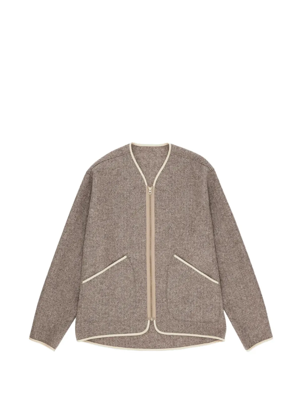 Fortela Sherpa herringbone zip-up jacket - 画像1