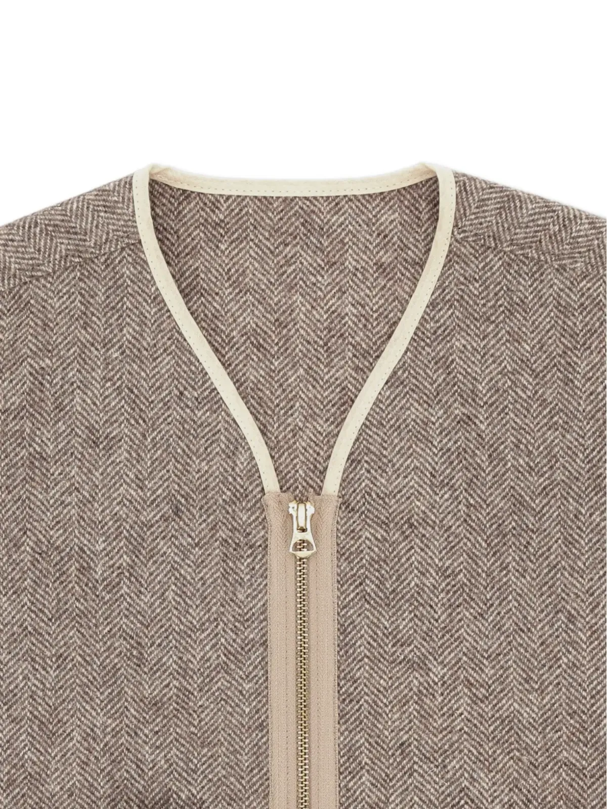 Fortela Sherpa herringbone zip-up jacket - 画像5