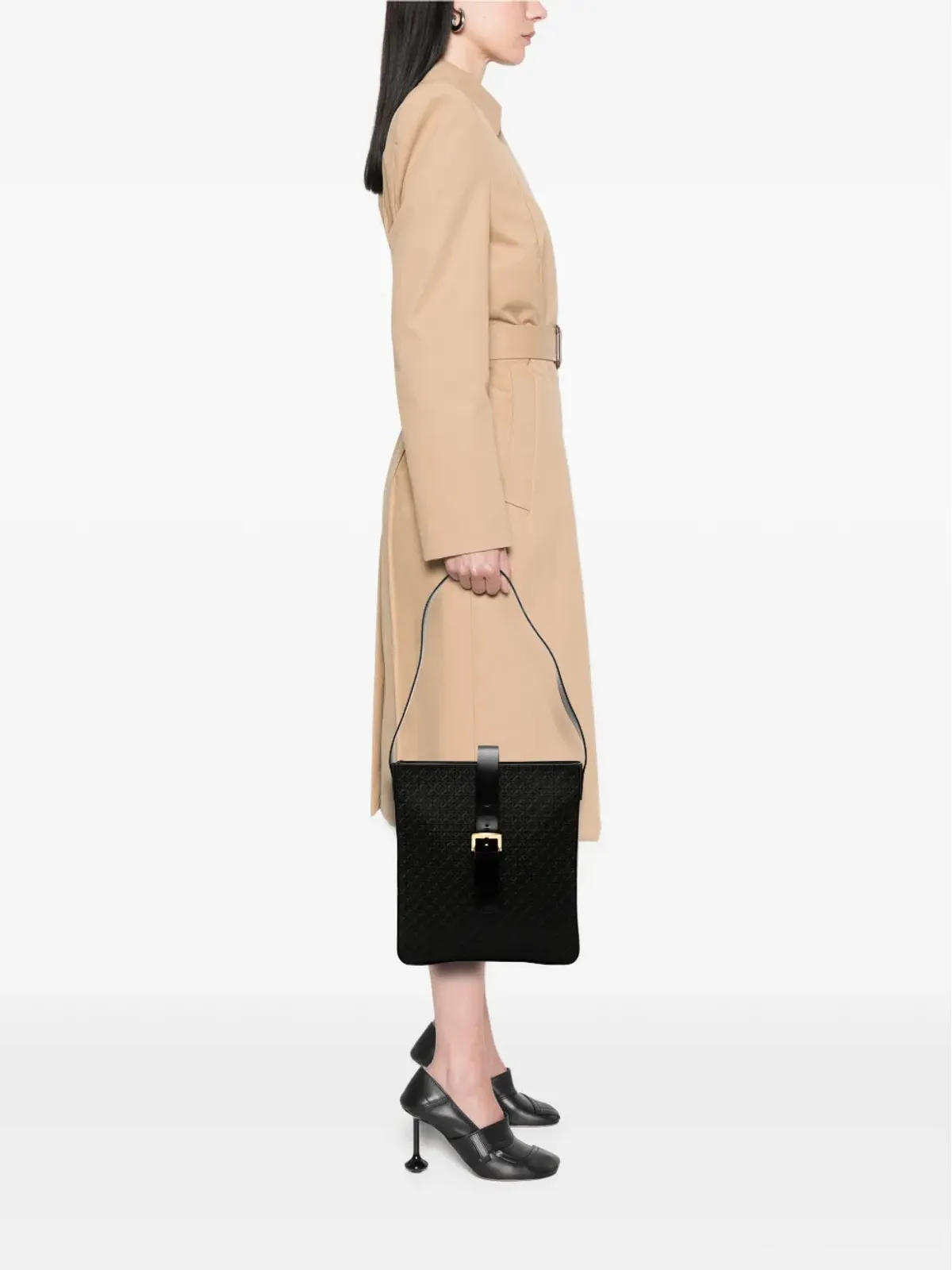 Loewe ビンテージ 20世紀アナグラム キャンバス ショルダーバッグ - ブラック - 画像2