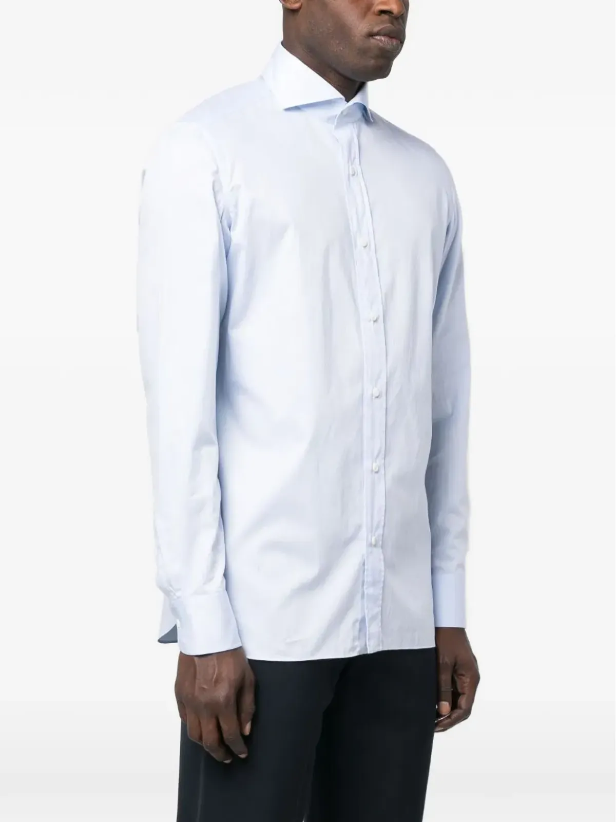 Borrelli コットンシャツ ブルー - 画像2