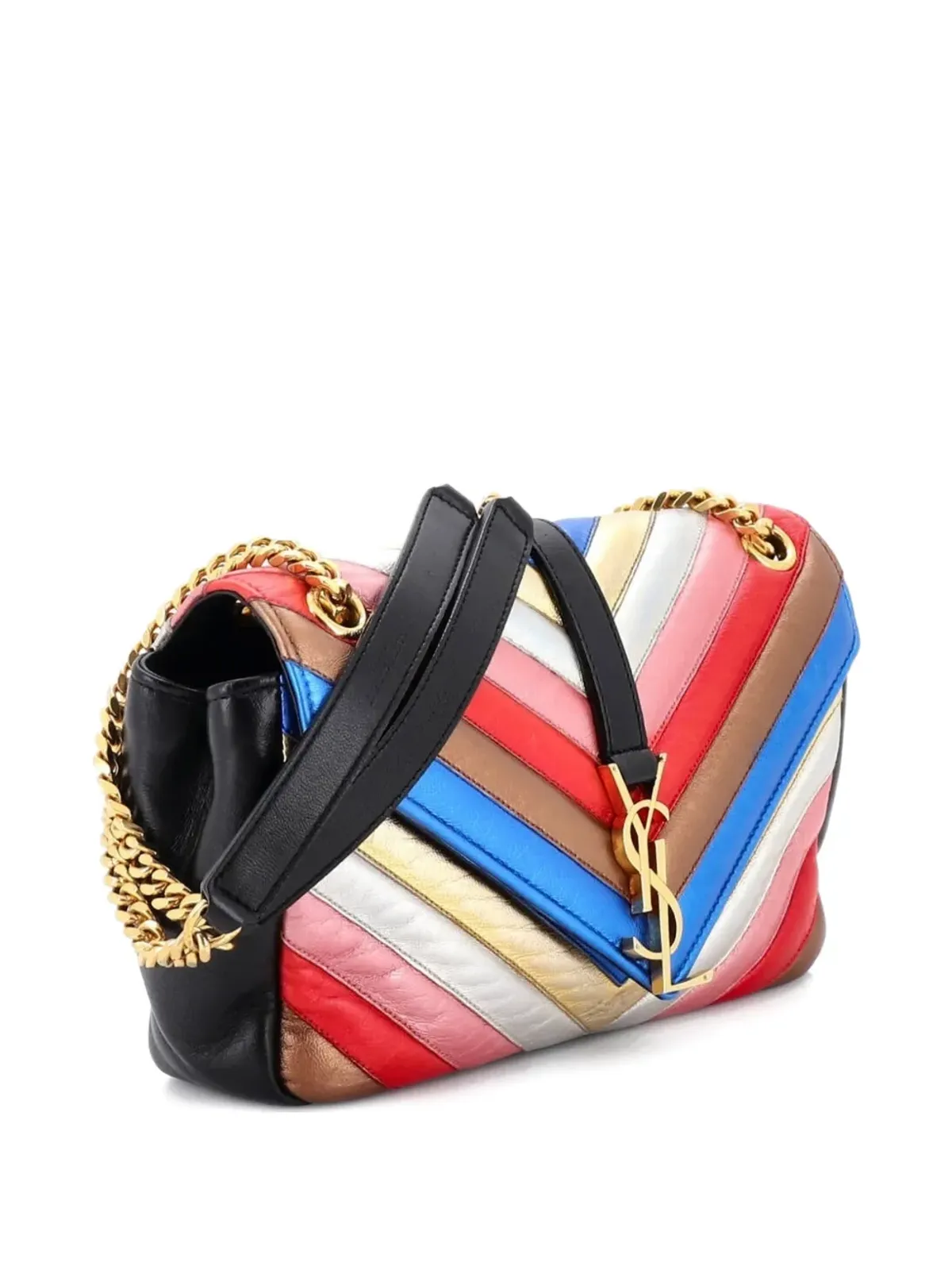 Saint Laurent Pre-Owned クラシックモノグラム スラウチー エンベロープ マテラスチェボン レザー ミディアム サッチェル - ブラック - 画像3