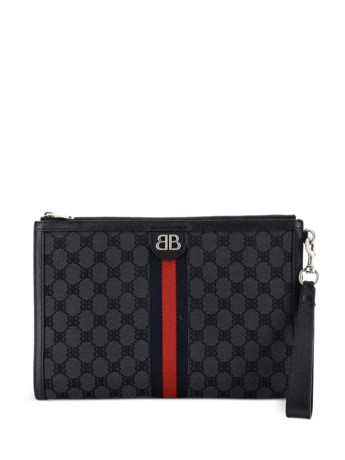 Balenciaga Pre-Owned x Gucci The Hacker Project Web Wristlet BB Canvas クラッチバッグ - Black - 画像1