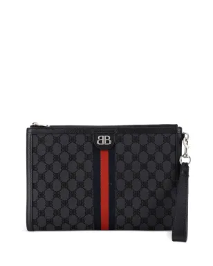 Balenciaga Pre-Owned x Gucci The Hacker Project Web Wristlet BB Canvas クラッチバッグ - Black - サムネイル1
